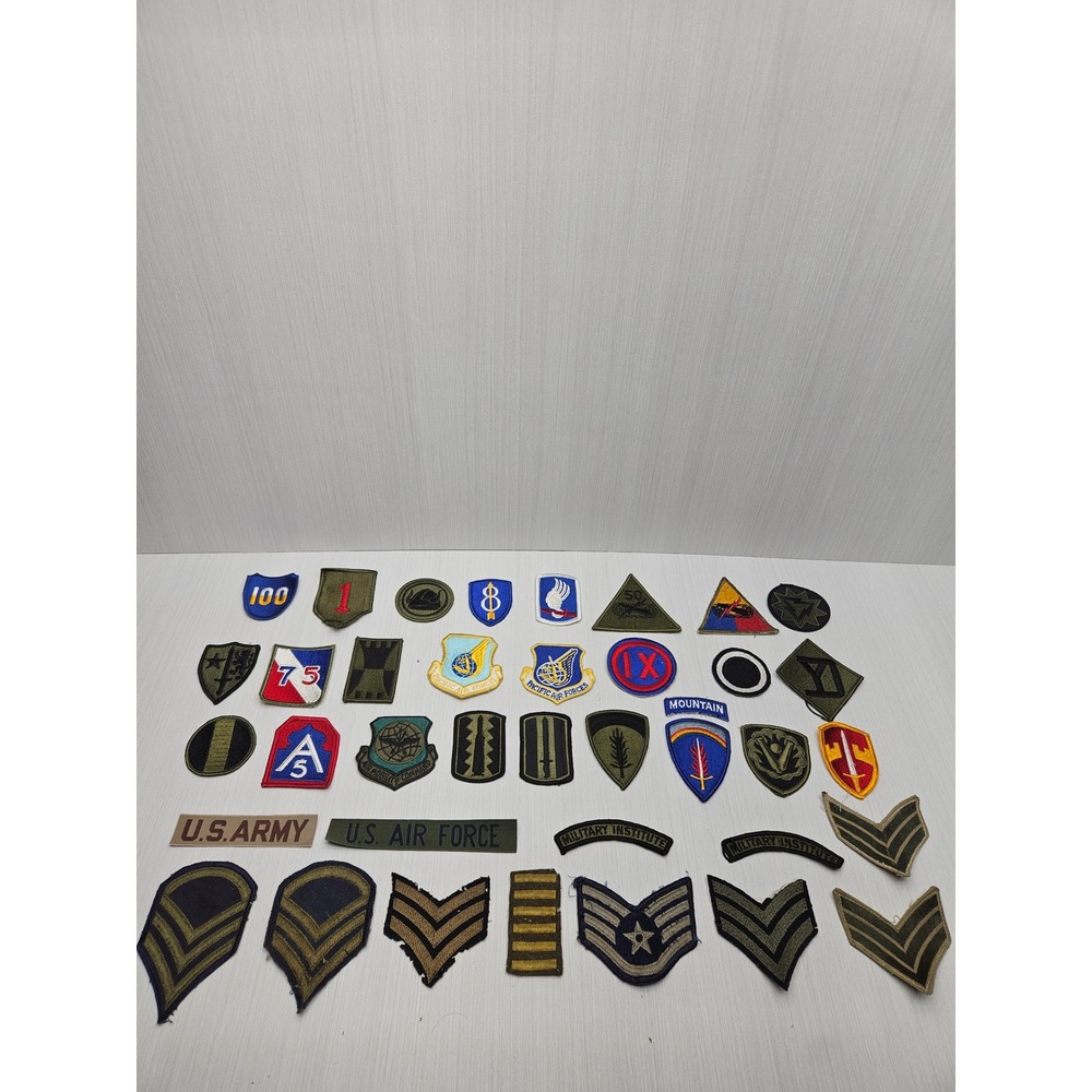 Lot of 38 Vintage Military Patches Lot US Army Air Force Rank Insignia